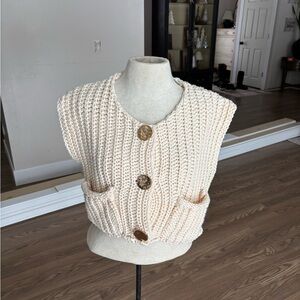 Elegant Cream Knit Sweater Vest